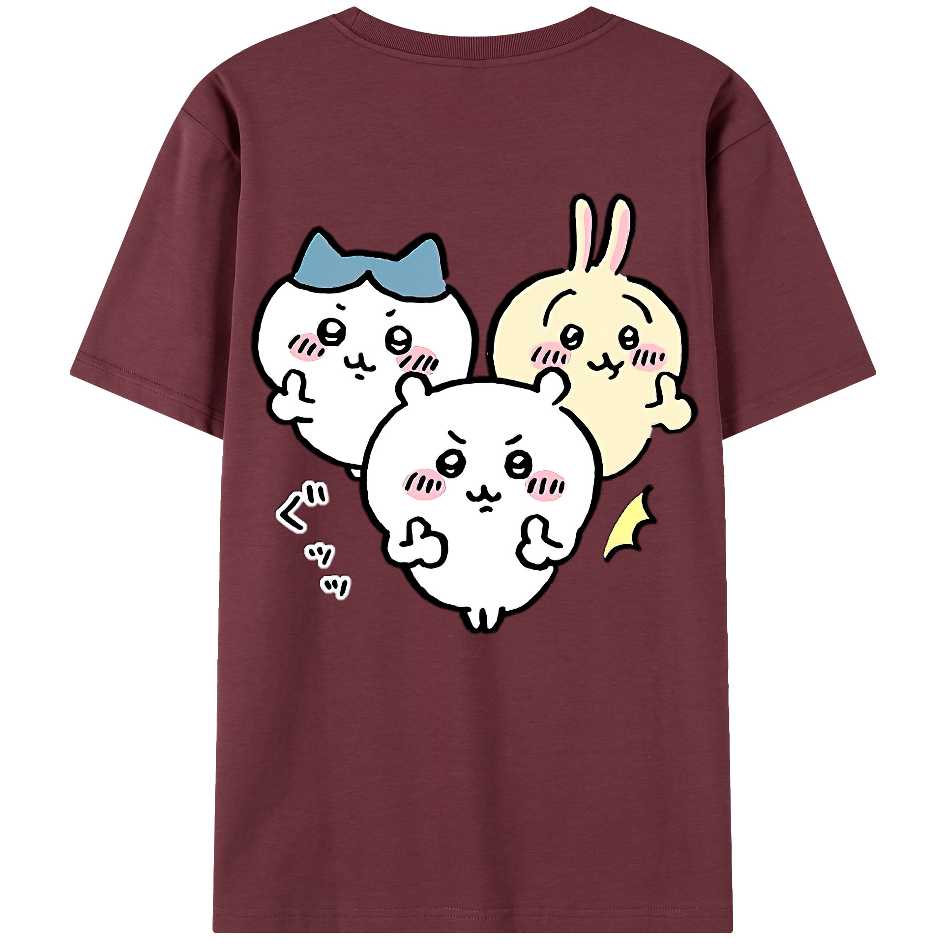 （画像用） ちいかわ うさぎ Chii-kawa usagi 綿100％半袖Tシャツ（背面プリント）